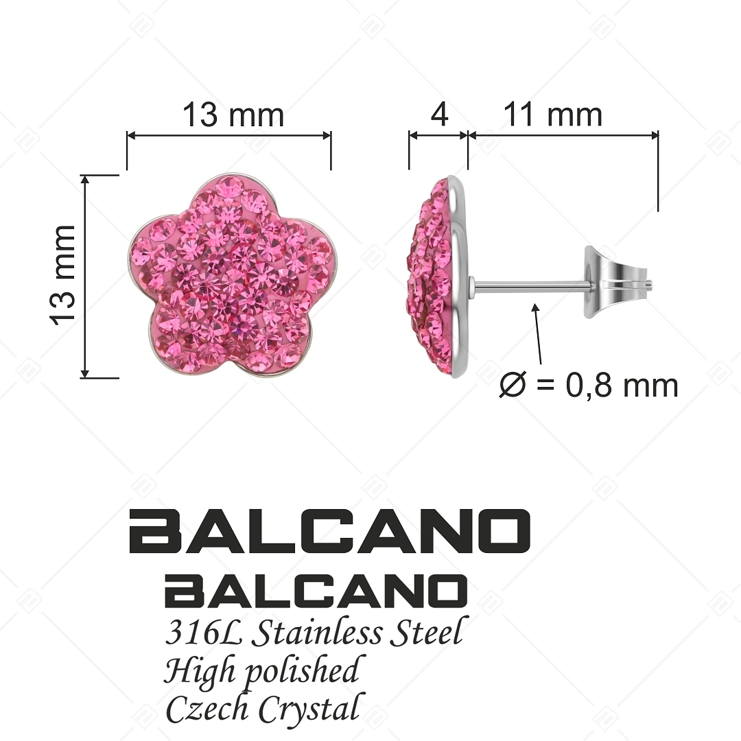 BALCANO - Fiore / Virág alakú nemesacél fülbevaló kristályokkal (E141006BC86)