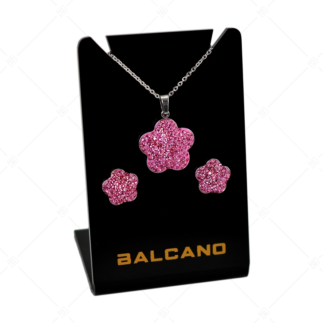 BALCANO - Fiore / Virág alakú nemesacél fülbevaló kristályokkal (E141006BC86)