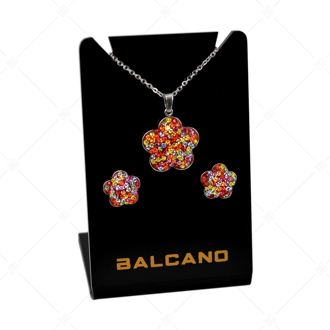 BALCANO - Fiore / Virág alakú nemesacél fülbevaló kristályokkal (E141006BC89)