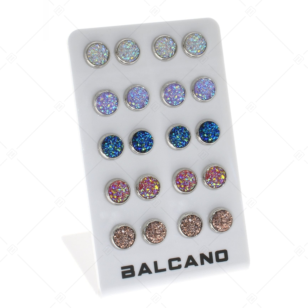 BALCANO - Druzy / Kerek bedugós ásványkristály fülbevaló (E141111BC09)
