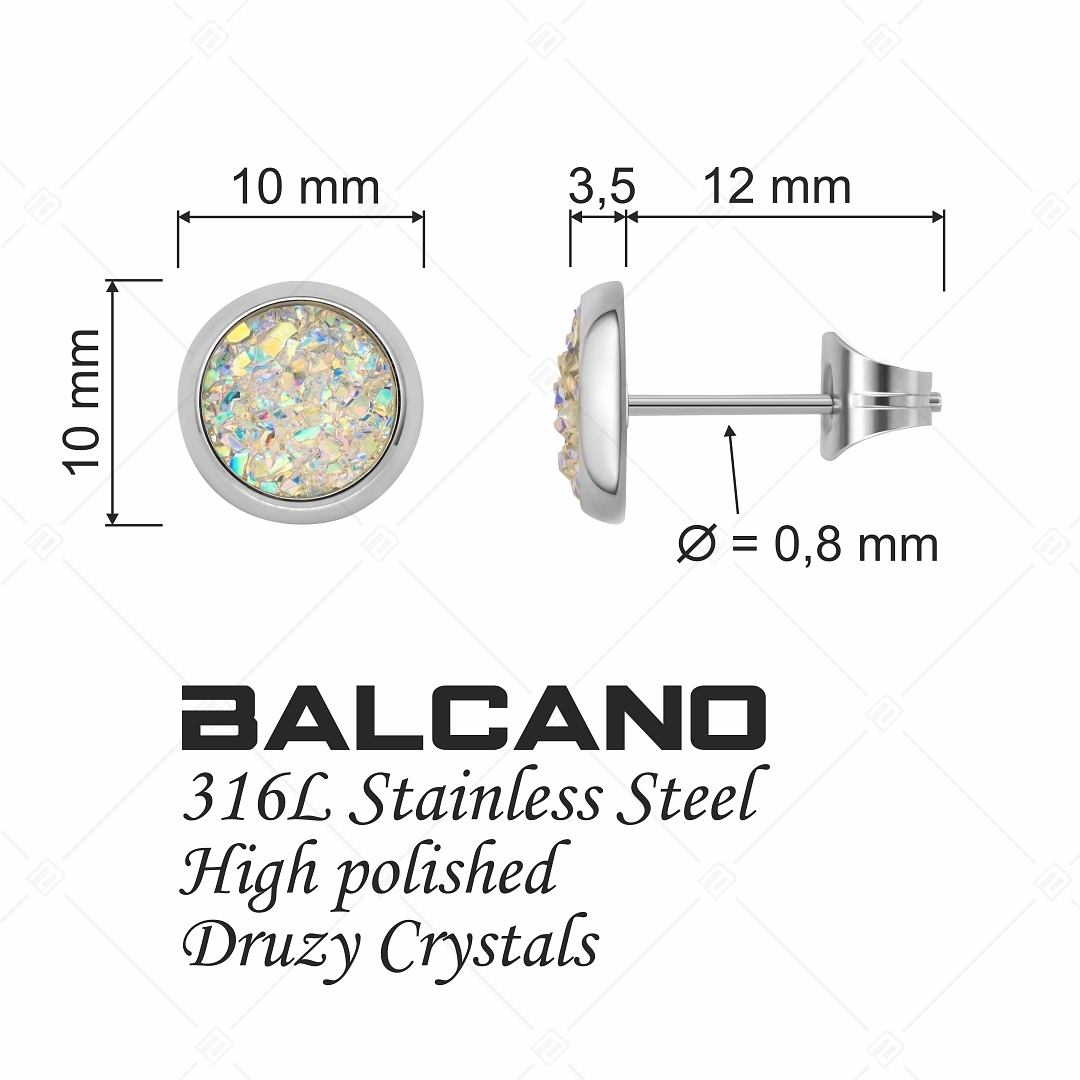 BALCANO - Druzy / Kerek bedugós ásványkristály fülbevaló (E141111BC09)