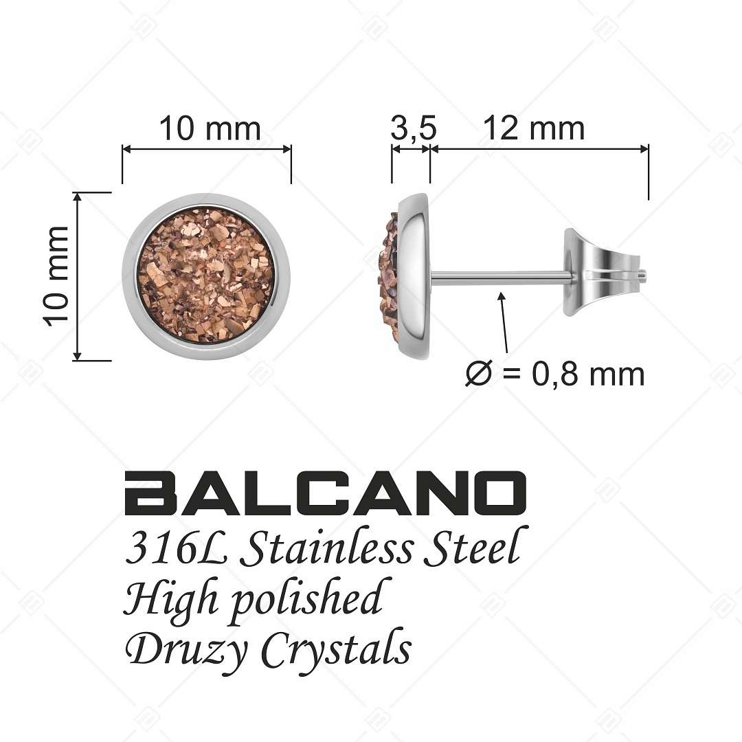 BALCANO - Druzy / Kerek bedugós ásványkristály fülbevaló (E141111BC58)
