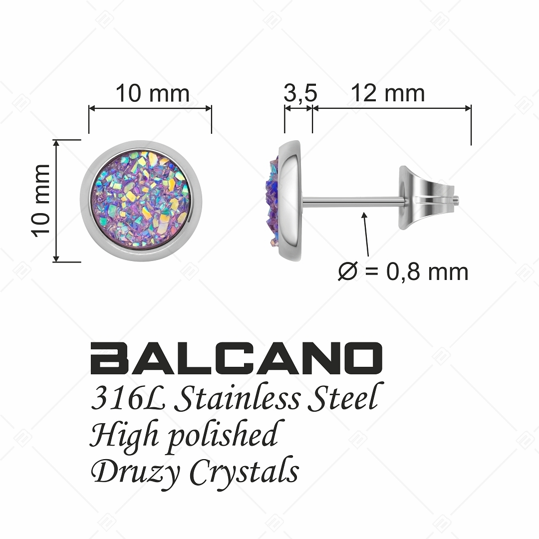 BALCANO - Druzy / Kerek bedugós ásványkristály fülbevaló (E141111BC77)