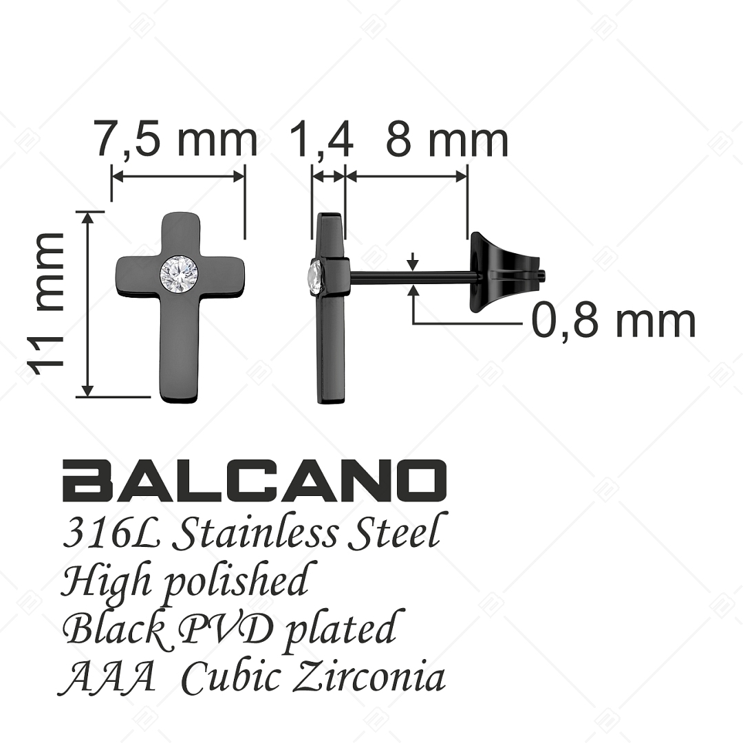 BALCANO - Piccolo Croce / Kereszt formájú bedugós fülbevaló cirkóniával (E141206BC11)