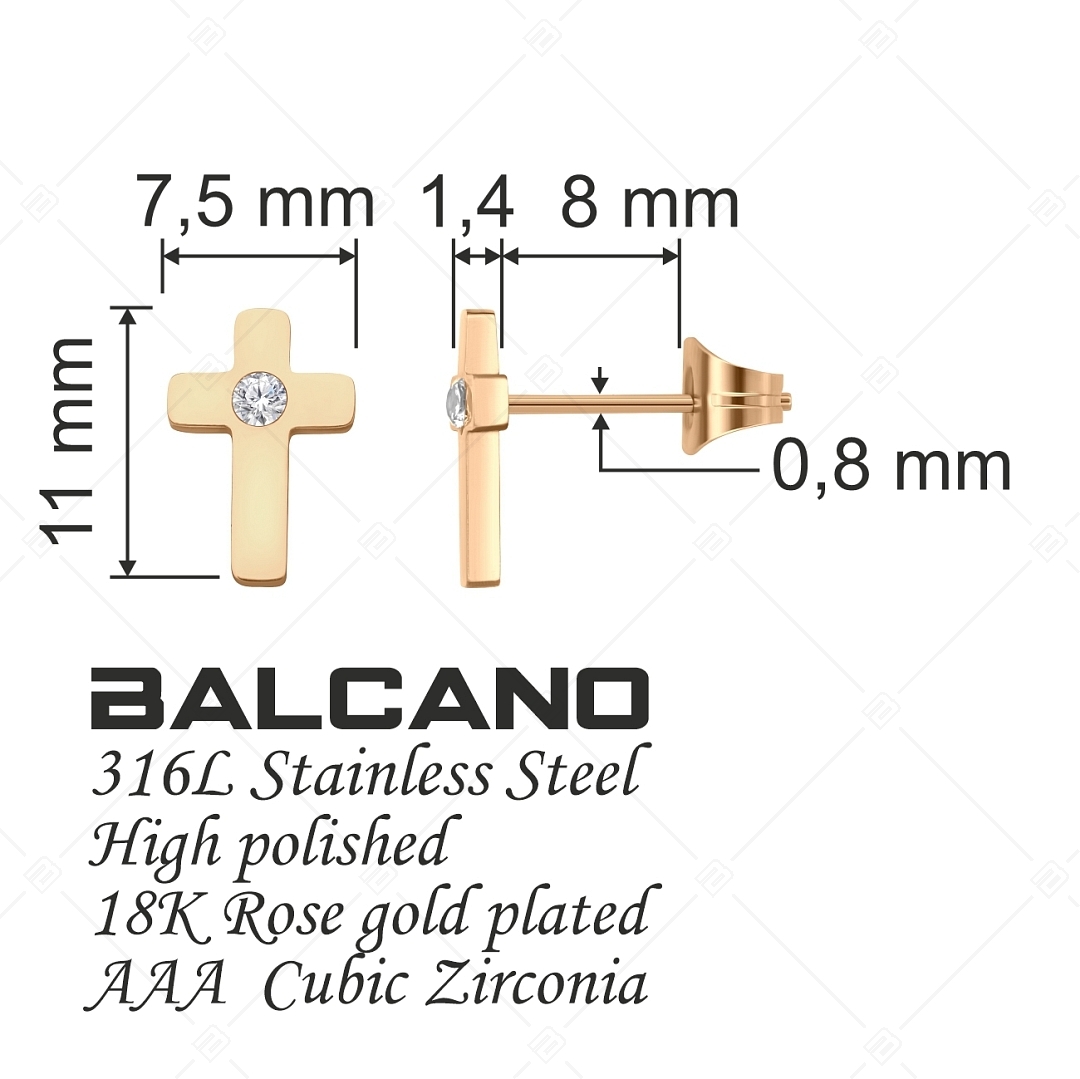 BALCANO - Piccolo Croce / Kereszt formájú bedugós fülbevaló cirkóniával (E141206BC96)