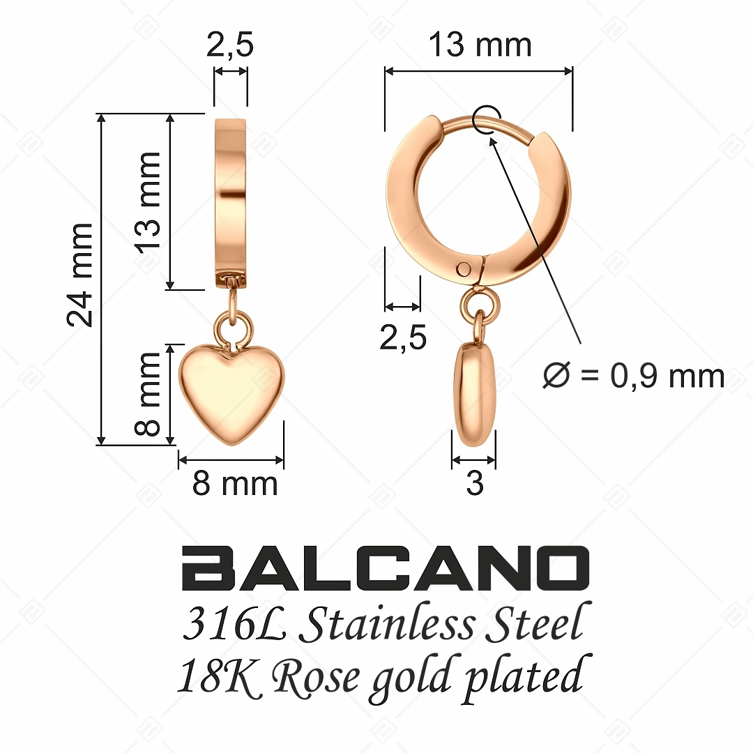 BALCANO - Valentina / Bepattintós karika fülbevaló csüngő szívvel (E141215BC96)