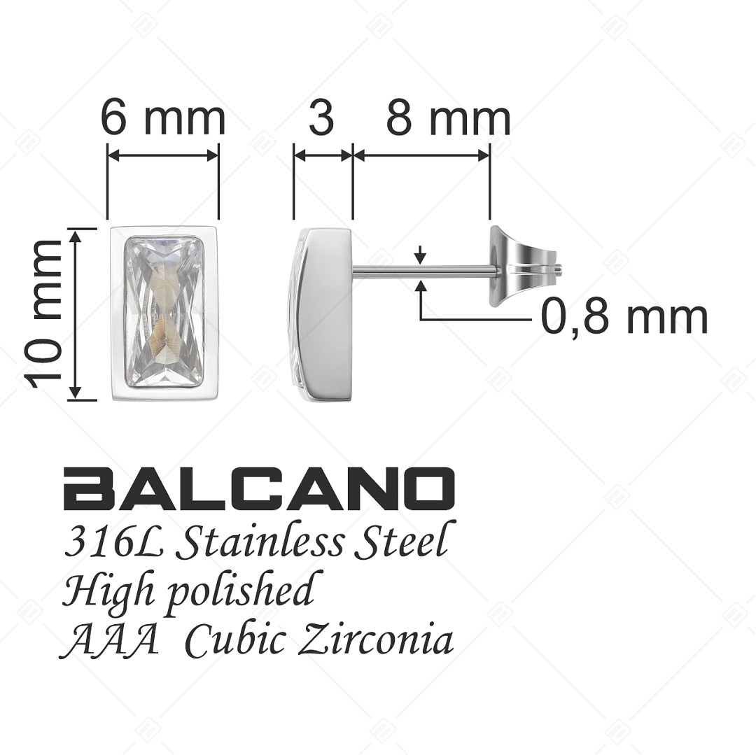 BALCANO - Principessa / Egyedi nemesacél fülbevaló cirkónia drágakővel, fényes polírozással (E141220BC97)