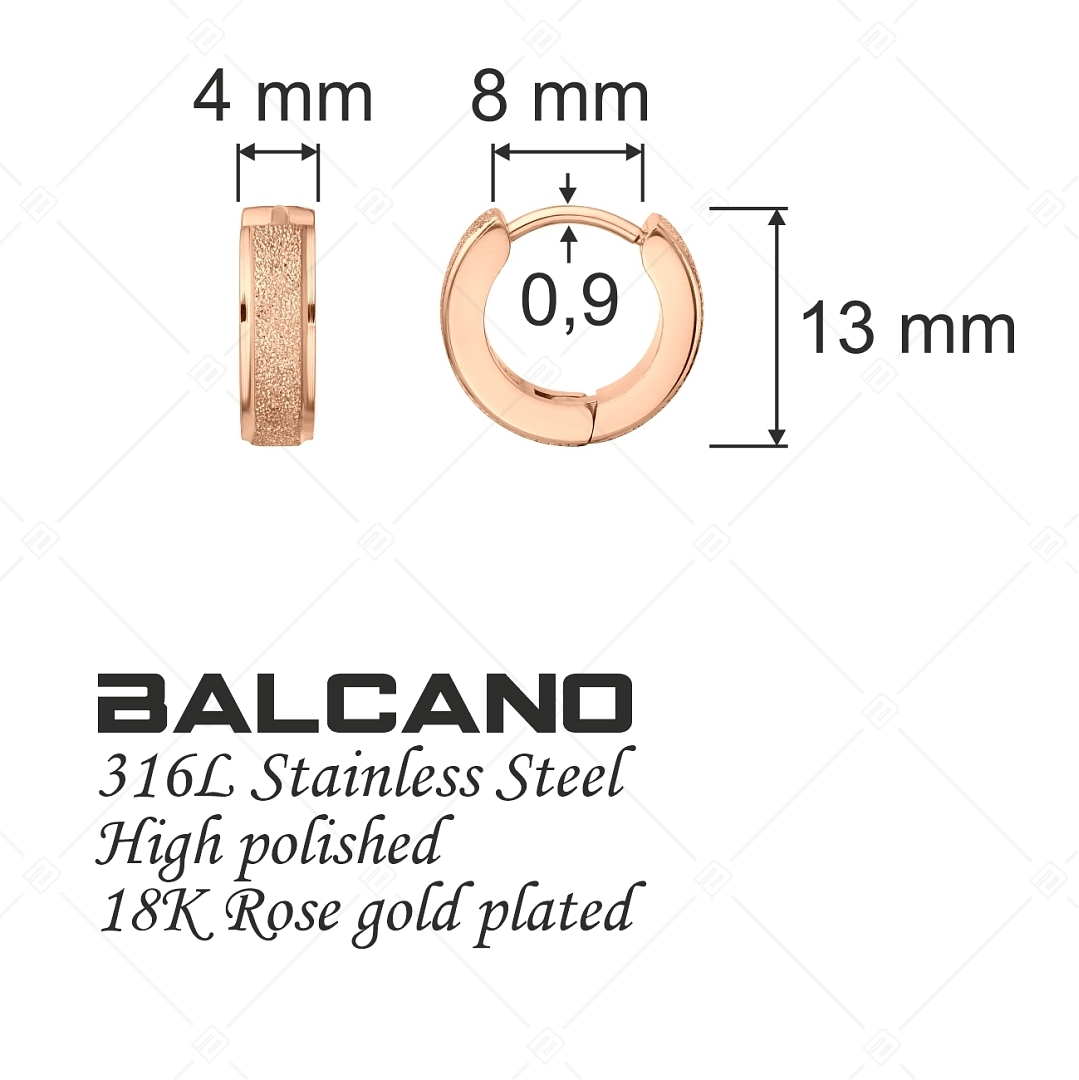BALCANO - Caprice / Egyedi csillám csiszolású nemesacél fülbevaló 18K rozé arany bevonattal (E141223BC96)