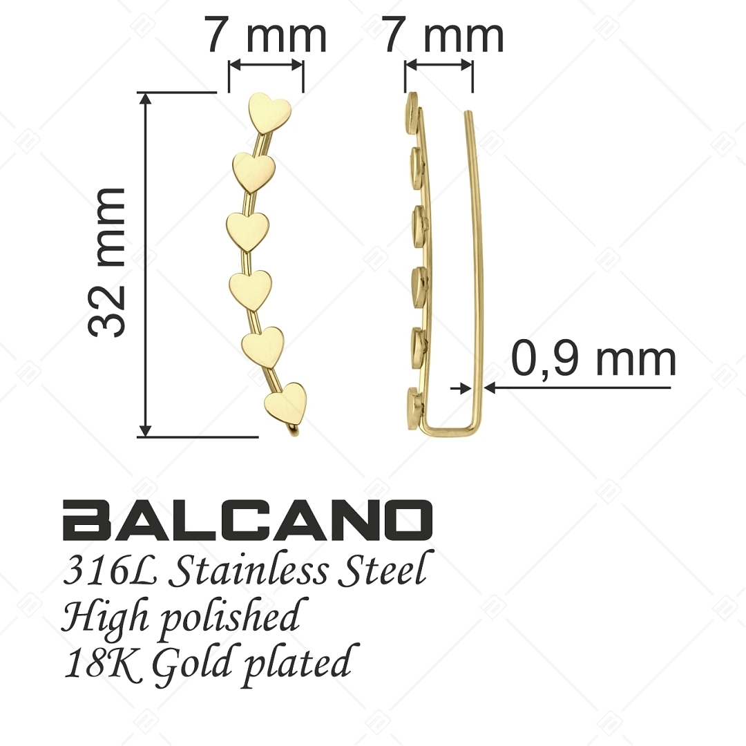 BALCANO - Lovers / Szívecskés fülre simuló fülbevaló 18K arany bevonattal (E141228BC88)