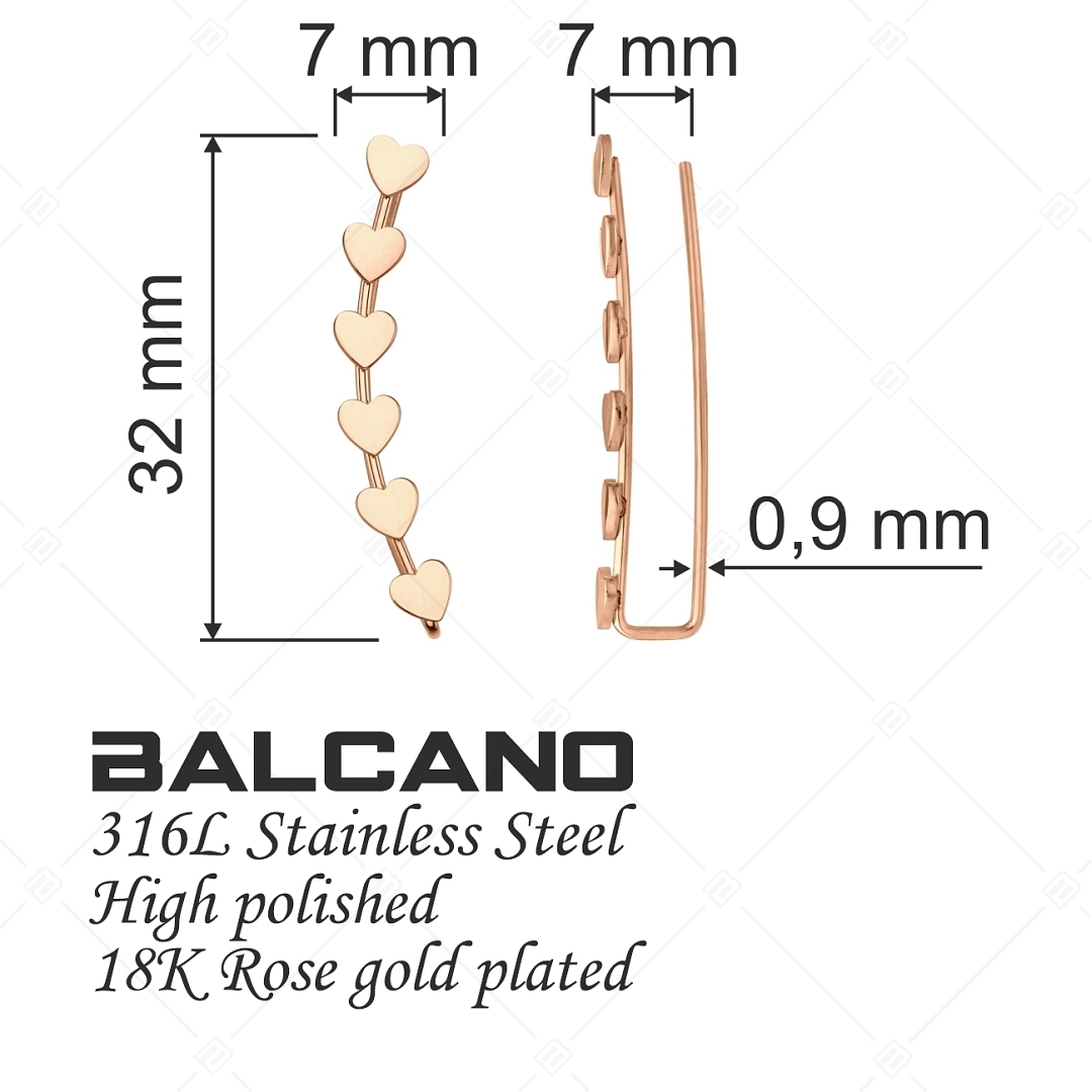 BALCANO - Lovers / Szívecskés fülre simuló fülbevaló 18K rozé arany bevonattal (E141228BC96)