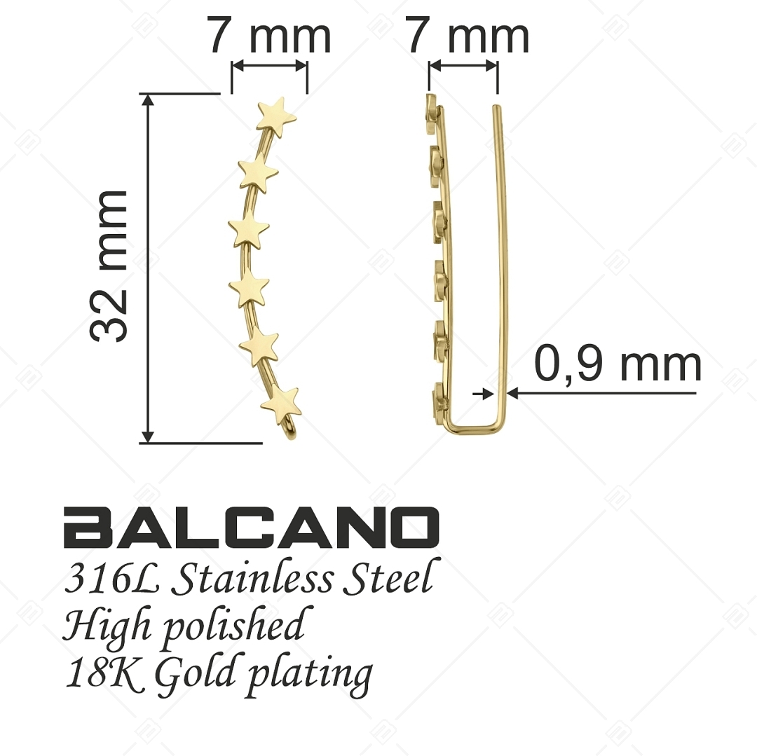 BALCANO - Lucente / Csillagos fülre simuló fülbevaló 18 K arany bevonattal (E141229BC88)