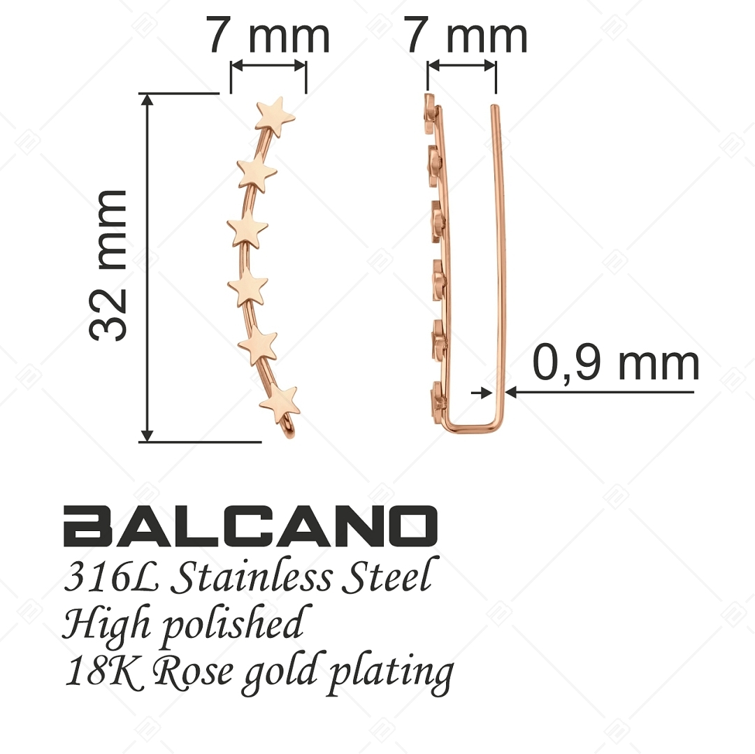 BALCANO - Lucente / Csillagos fülre simuló fülbevaló 18K rozé arany bevonattal (E141229BC96)