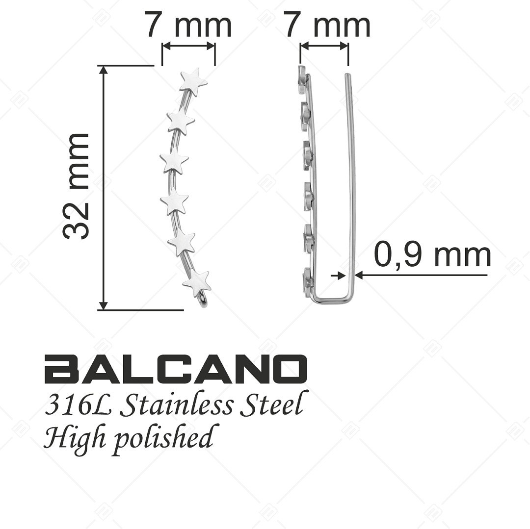 BALCANO - Lucente / Csillagos fülre simuló fülbevaló magasfényű polírozással (E141229BC97)