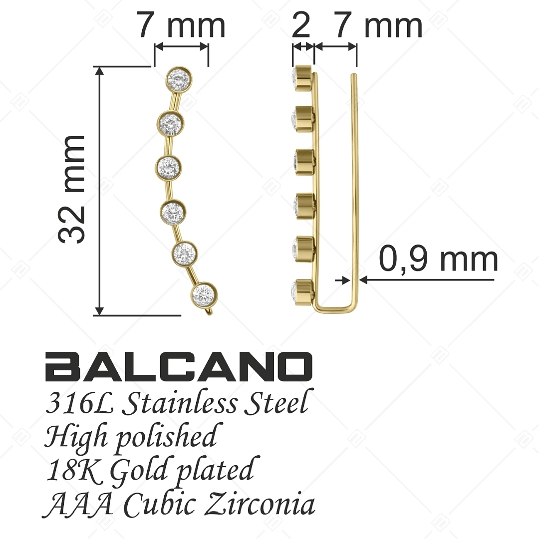 BALCANO - Brightly / Cirkónia drágaköves fülre simuló fülbevaló 18K arany bevonattal (E141230BC88)