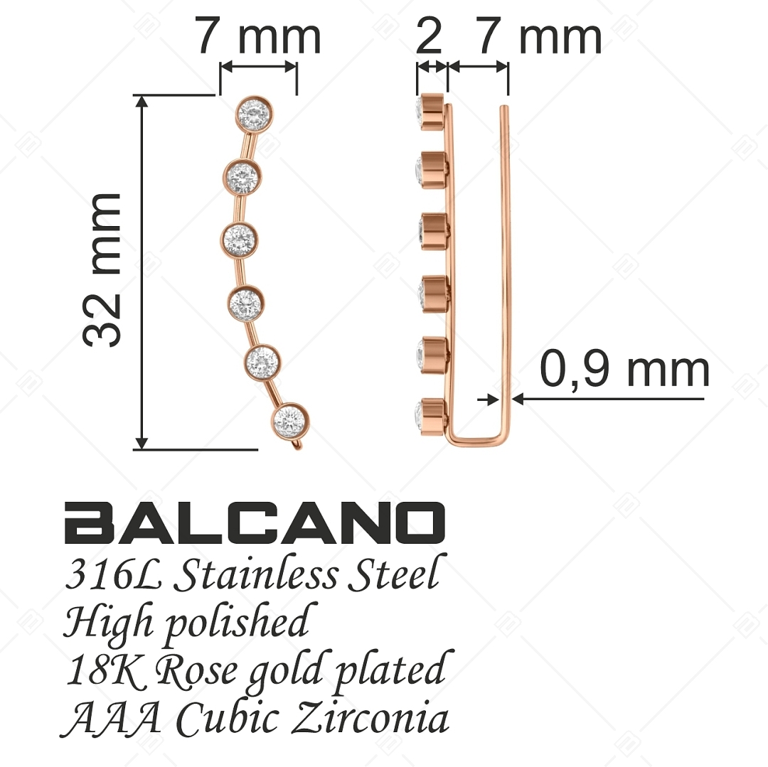 BALCANO - Brightly / Cirkónia drágaköves fülre simuló fülbevaló 18K rozé arany bevonattal (E141230BC96)