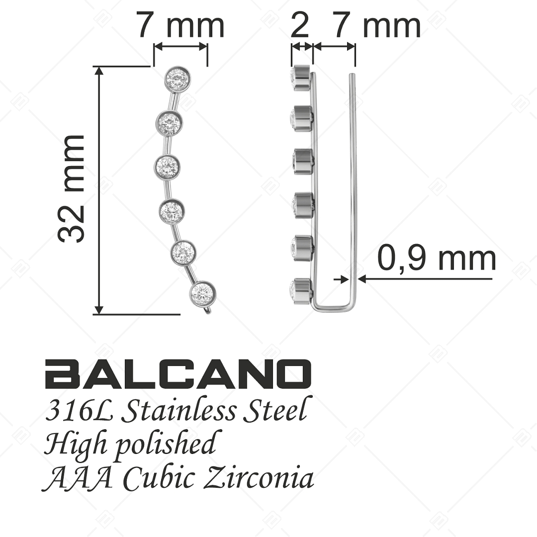 BALCANO - Brightly / Cirkónia drágaköves fülre simuló fülbevaló magasfényű polírozással (E141230BC97)