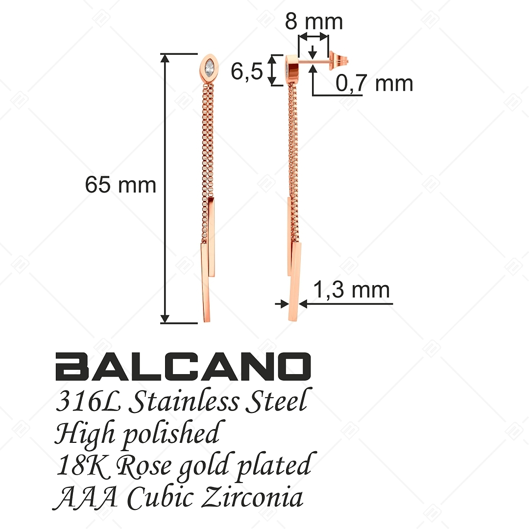 BALCANO - Colette / Csüngő fülbevaló, cirkónia kristállyal, 18K rozé arany bevonat (E141235BC96)