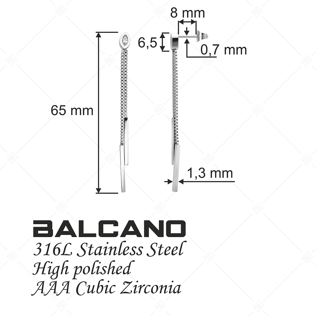 BALCANO - Colette / Csüngő fülbevaló, cirkónia kristállyal, magasfényű polírozással (E141235BC97)