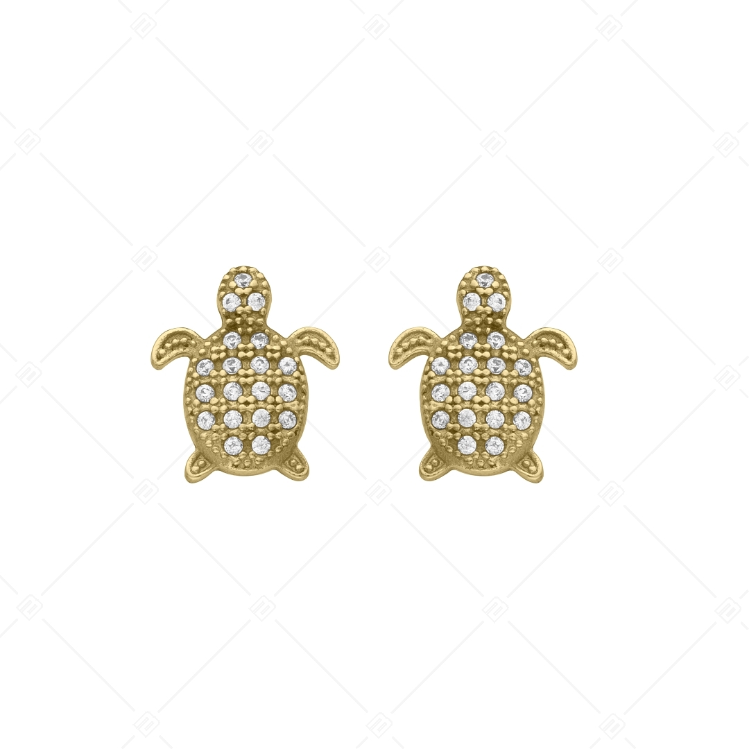 BALCANO - Turtle / Teknős alakú bedugós fülbevaló cirkóniával, 18K arany bevonattal (E141240BC88)
