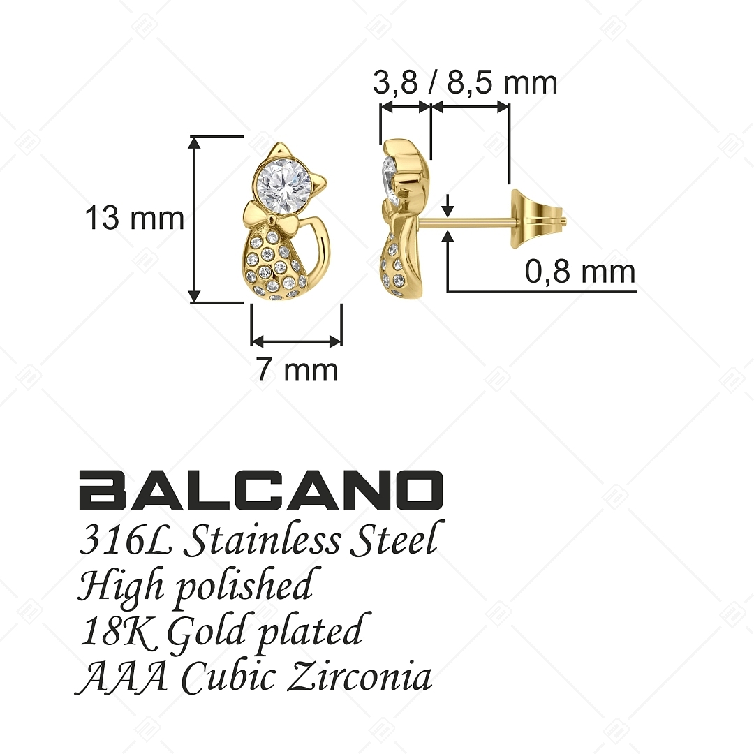 BALCANO - Kitten / Cirkónia drágakövekkel díszített macska formájú fülbevaló 18K arany bevonattal (E141246BC88)