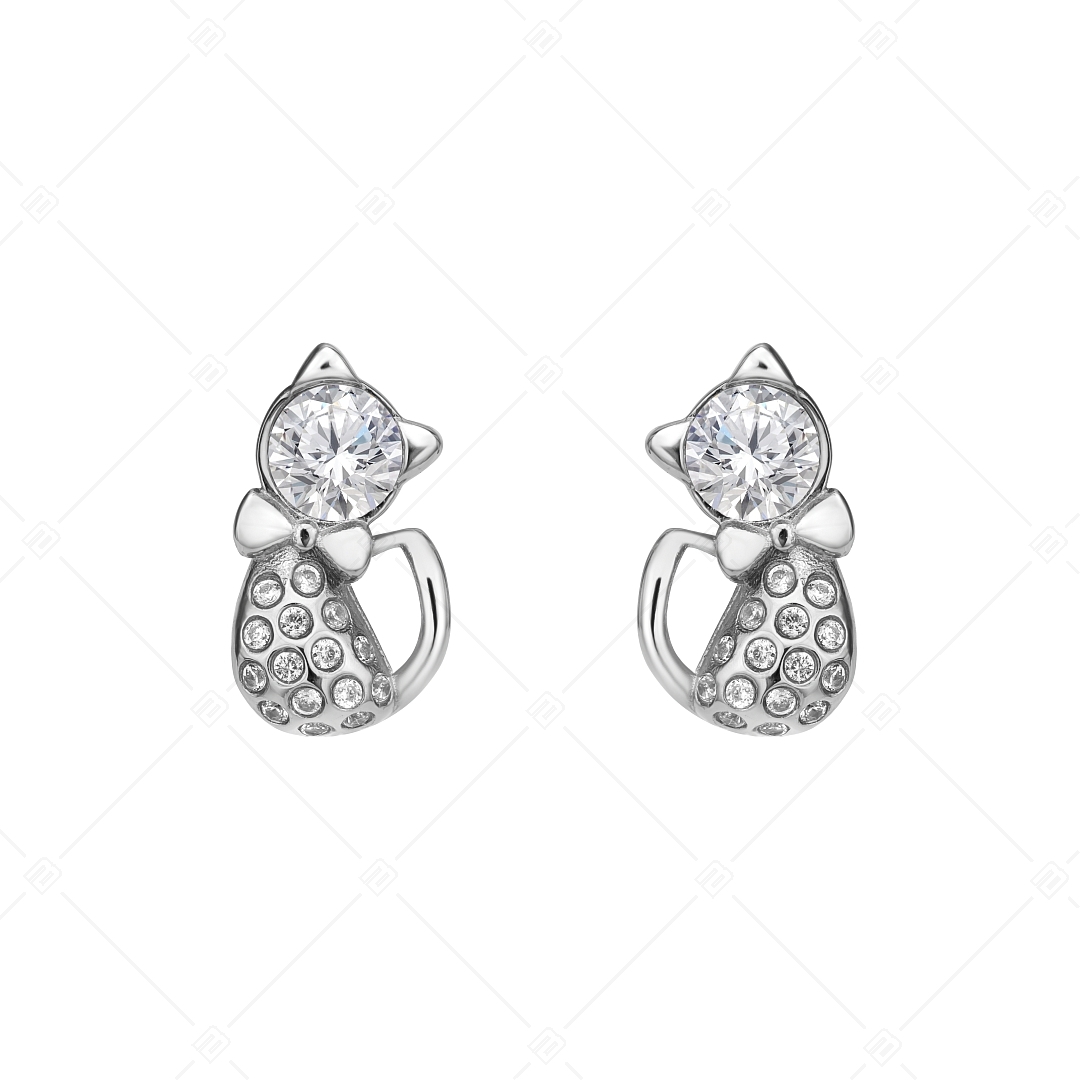 BALCANO - Kitten / Cirkónia drágakövekkel díszített macska formájú fülbevaló magasfényű polírozással (E141246BC97)