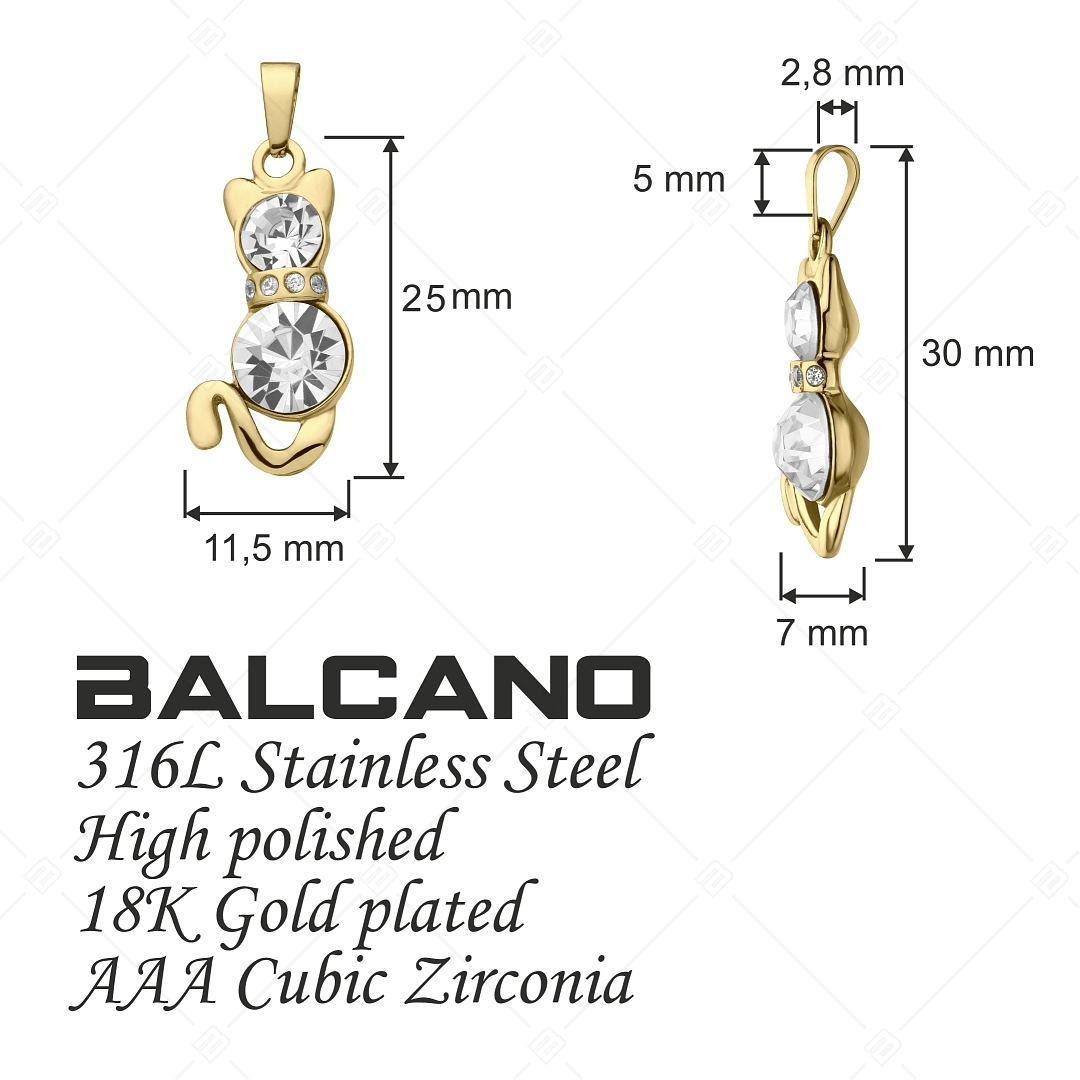 BALCANO - Kitten / Cirkónia drágakövekkel díszített macska formájú medál 18K arany bevonattal (E242208BC88)