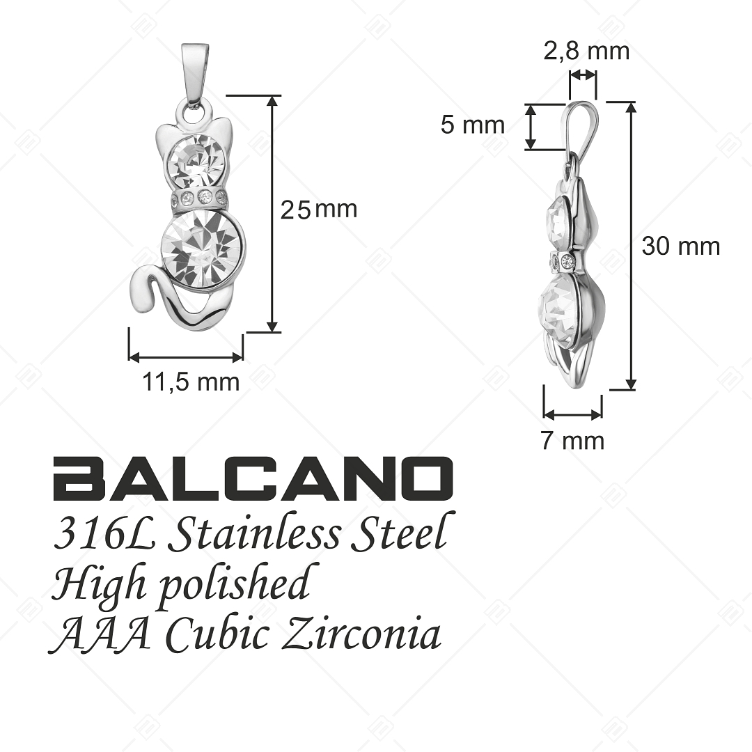 BALCANO - Kitten / Cirkónia drágakövekkel díszített macska formájú medál magasfényű polírozással (E242208BC97)