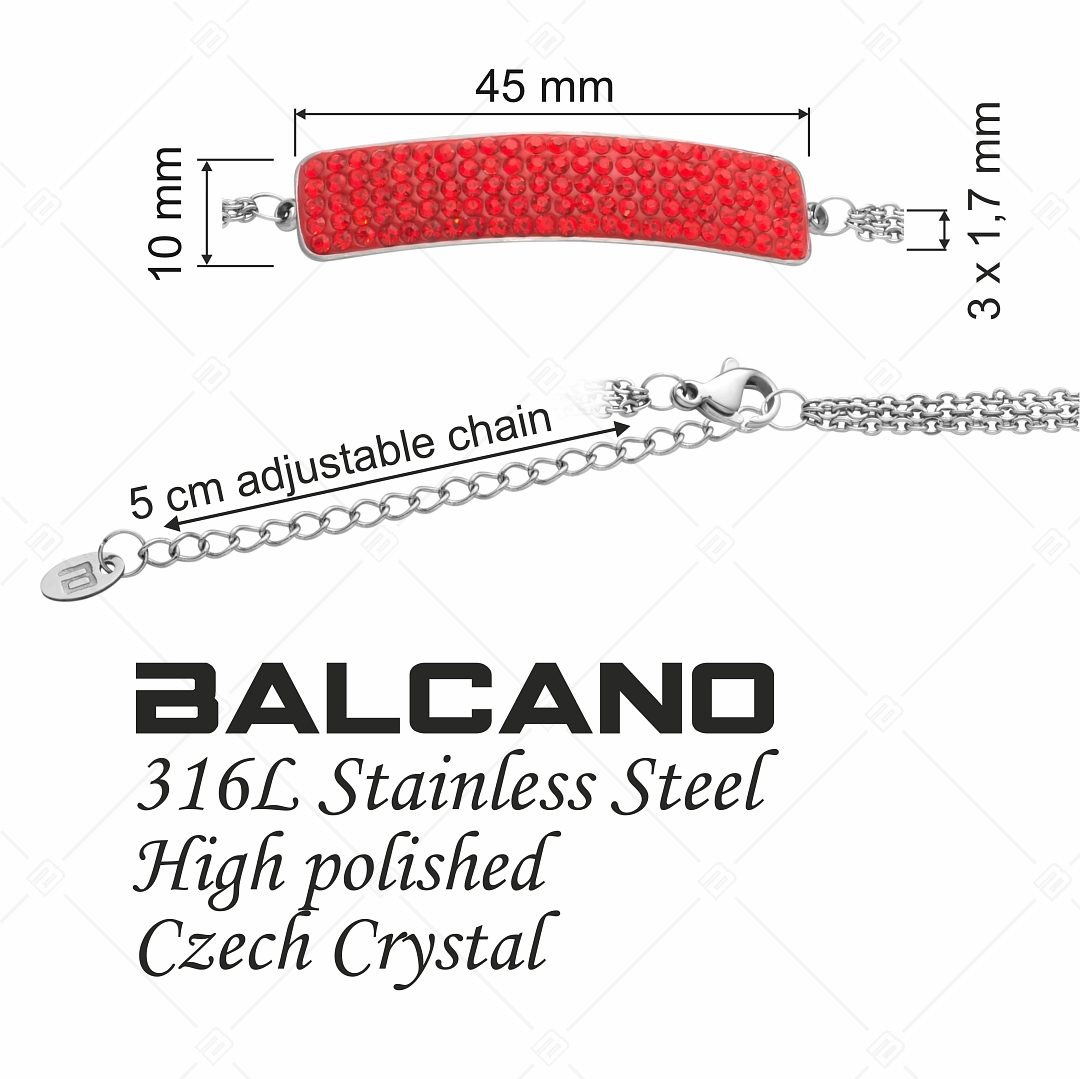BALCANO - Tesoro / Háromsoros nemesacél lánc karkötő íves kristály fejrésszel (E441007BC22)